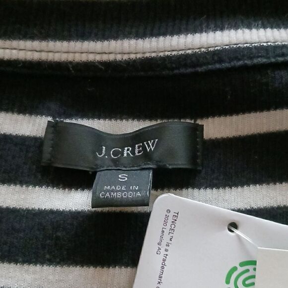 J CREW Ribbed Polo Black/White Striped Tencel NWT - Picture 8 of 12